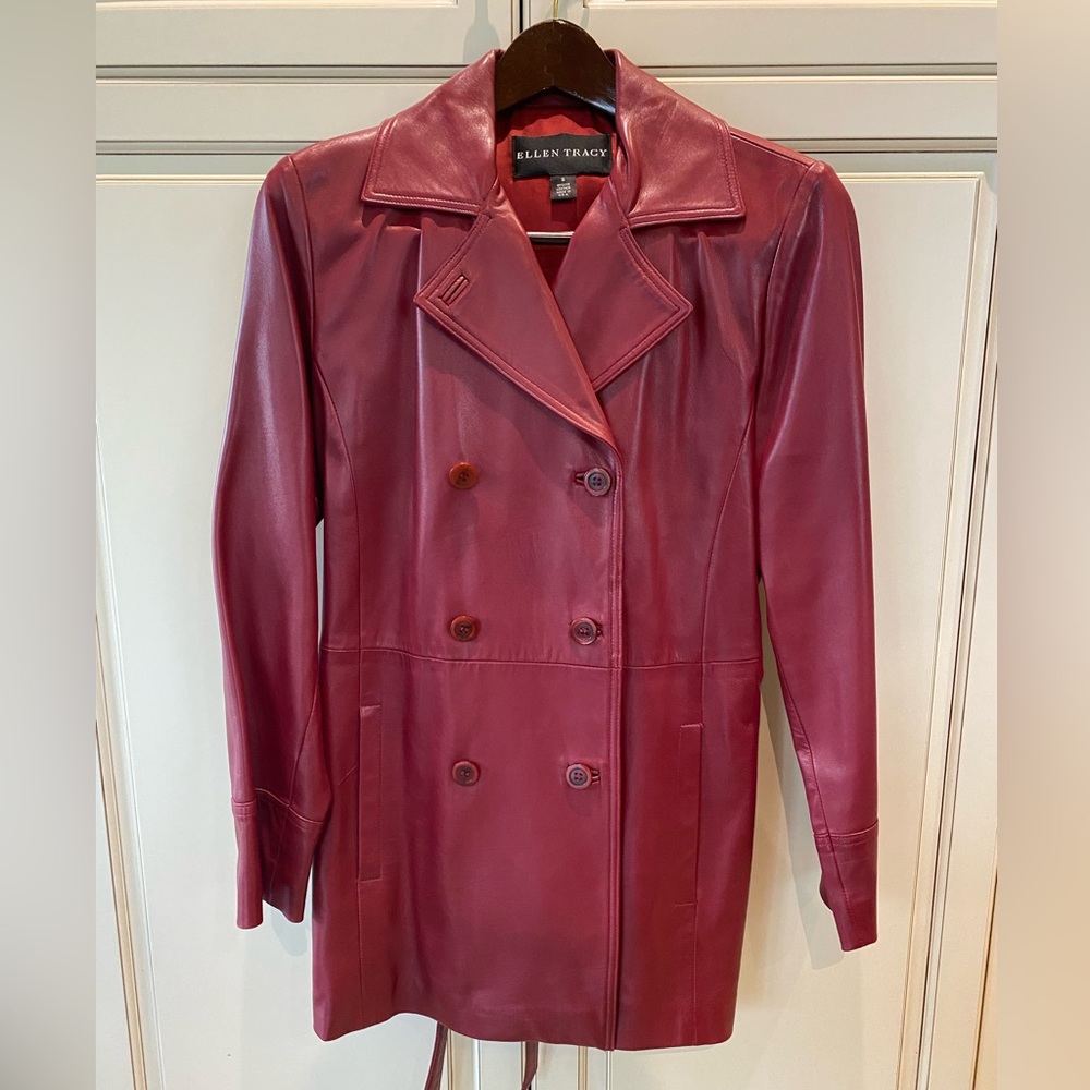 Ellen Tracy Red Leather Jacket, Excellent condition.